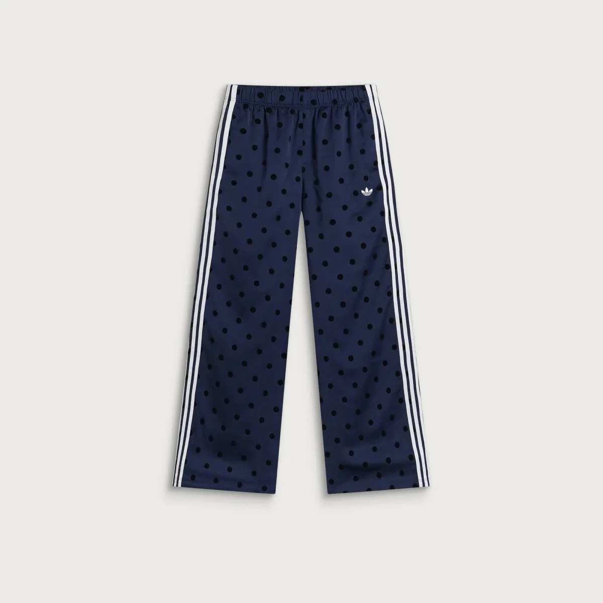 Брюки широкие из атласа с принтом в горошек Firebird Adidas, Night Indigo