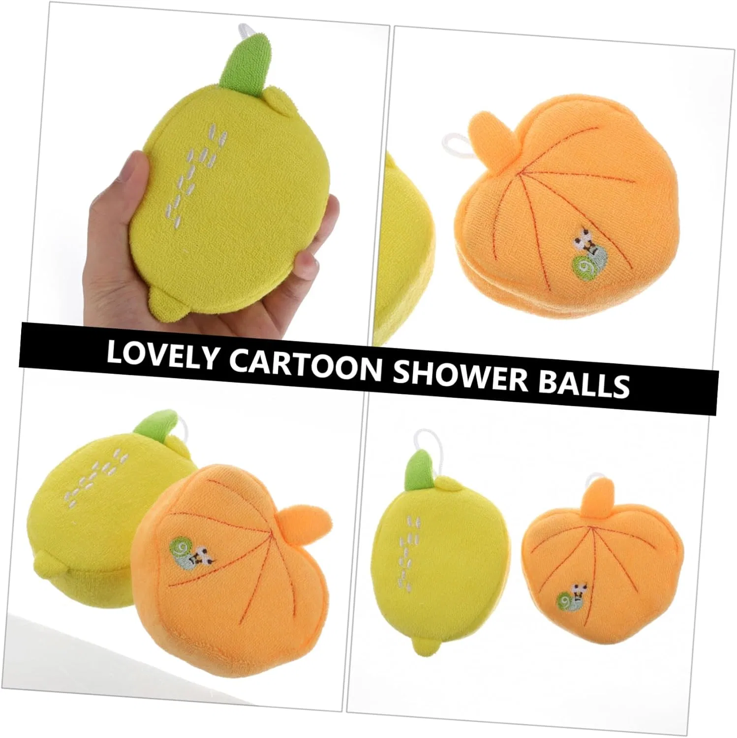 2 губки для душа Fruit Shower Sponge, NIYANGLE, 11x11x3.5 см, Ассорти — фото 3
