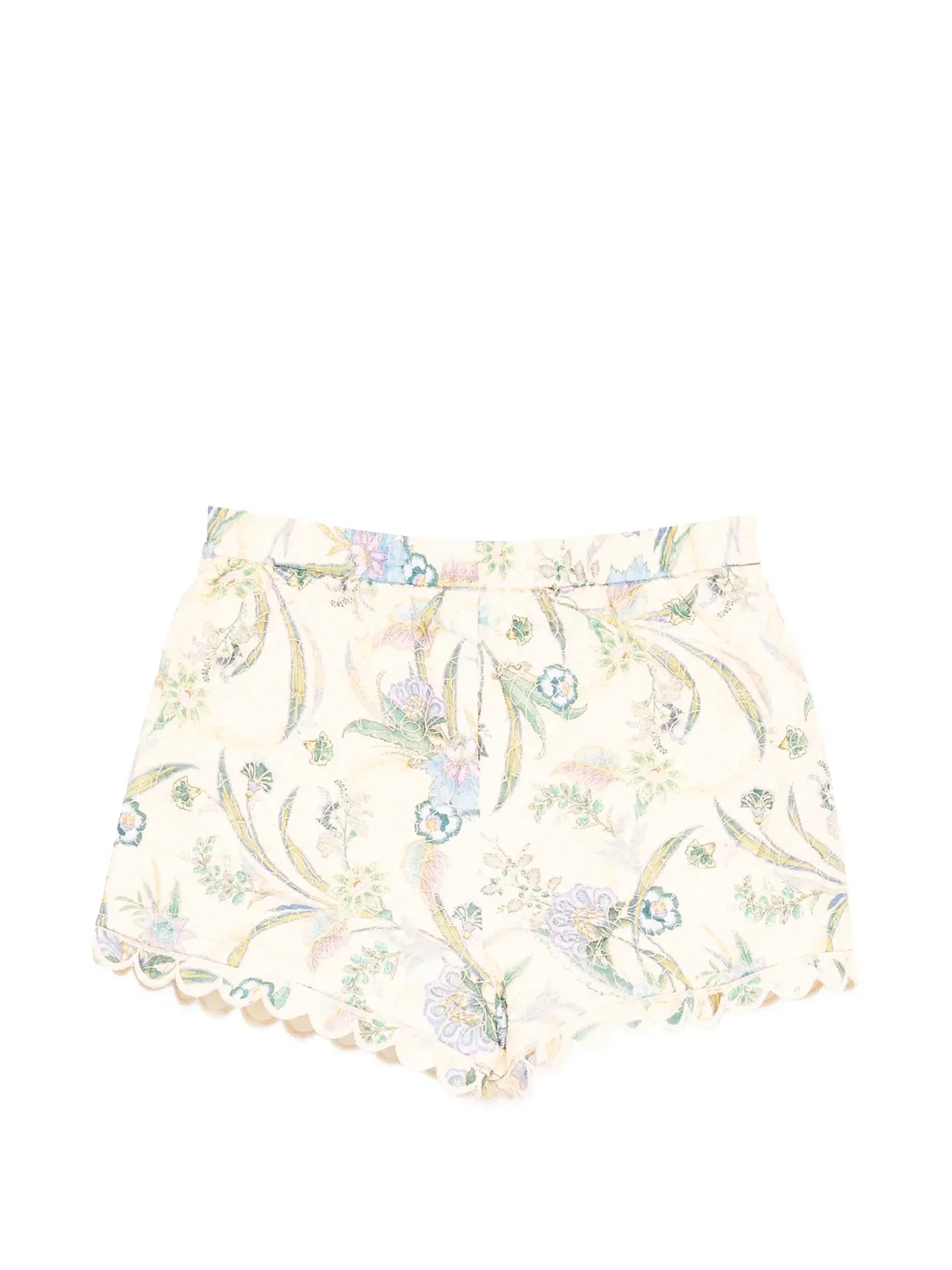 Шорты с фестонами и цветочным принтом Zimmermann Kids, нейтральные цвета — фото 2