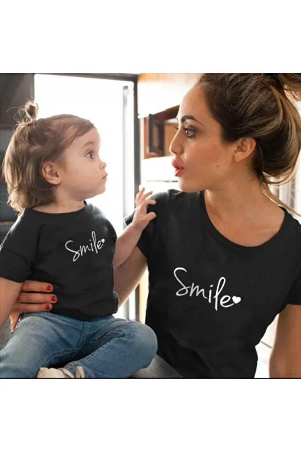 Детская футболка для мальчиков с принтом Smile mother kids t-shirt combo Tunay Moda, Black