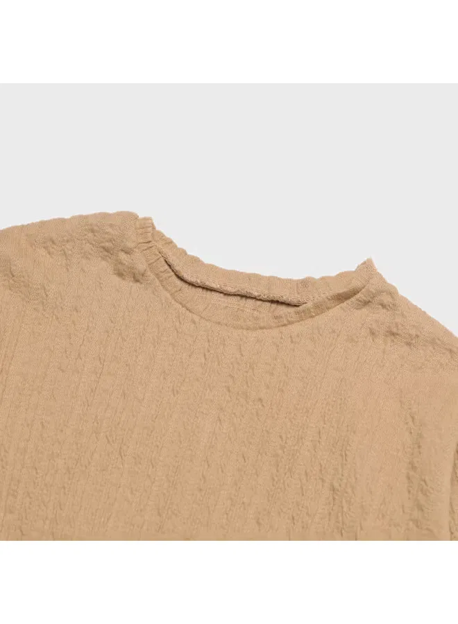 Футболка с длинным рукавом на кулиске Zara, хаки — фото 4