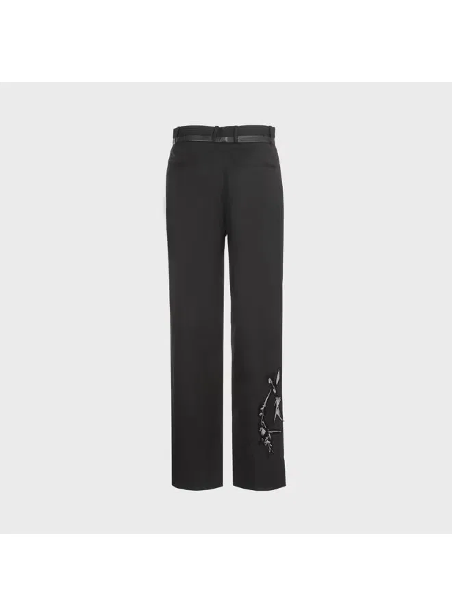 Брюки свободного кроя с контрастной вышивкой Zara, черный — фото 3