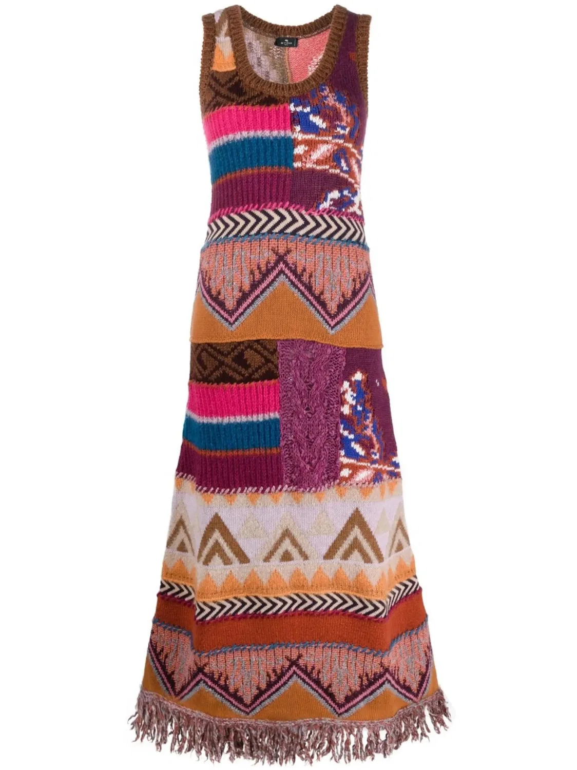 Длинное платье с интарсией ETRO, коричневый