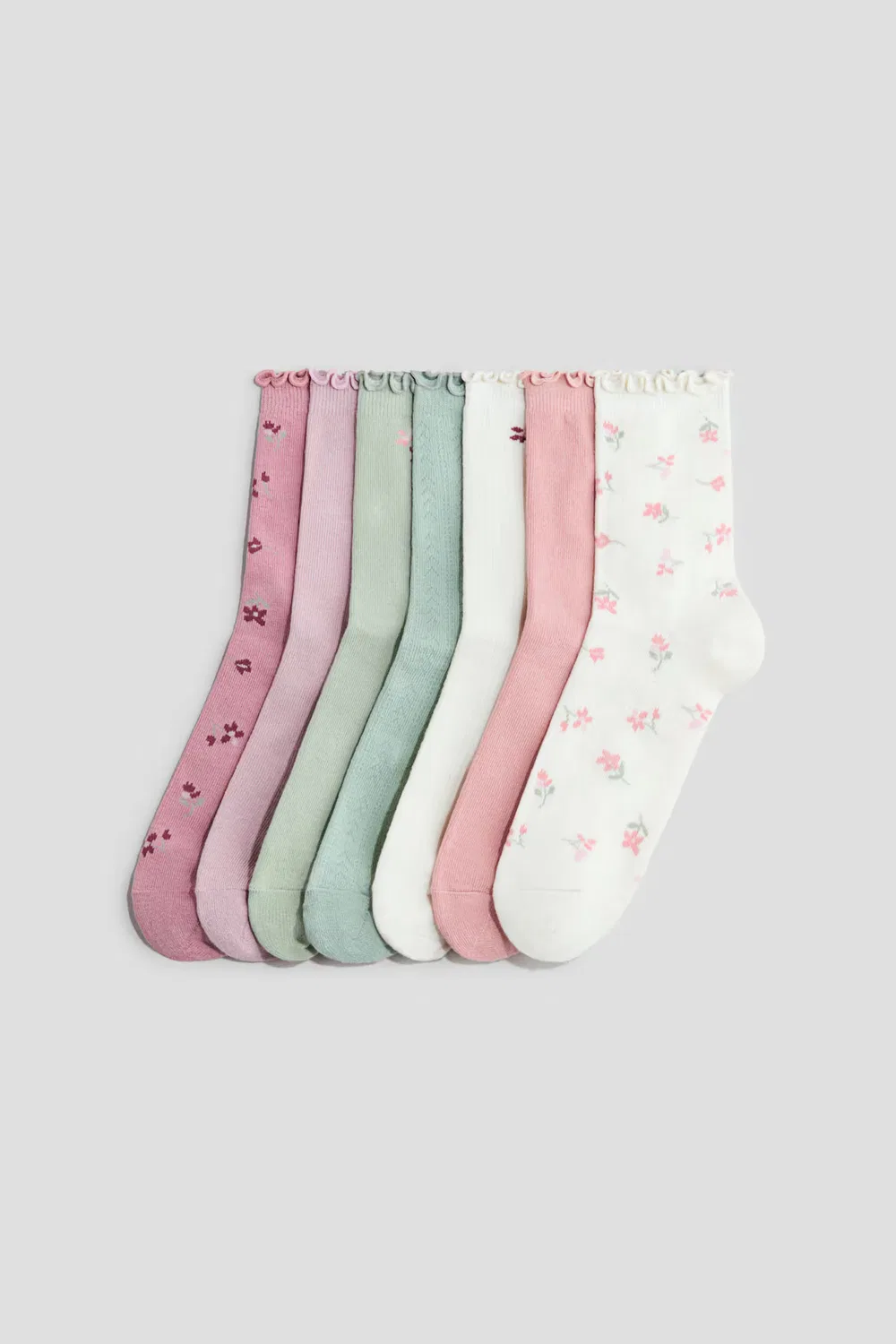 7 пар носков в упаковке H&M, Rosa/Geblümt