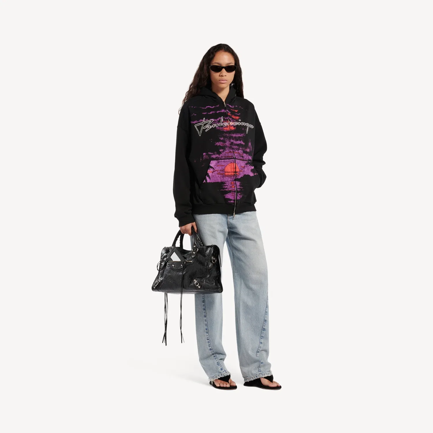 Женская толстовка Dream на молнии черного цвета BALENCIAGA, черный — фото 2