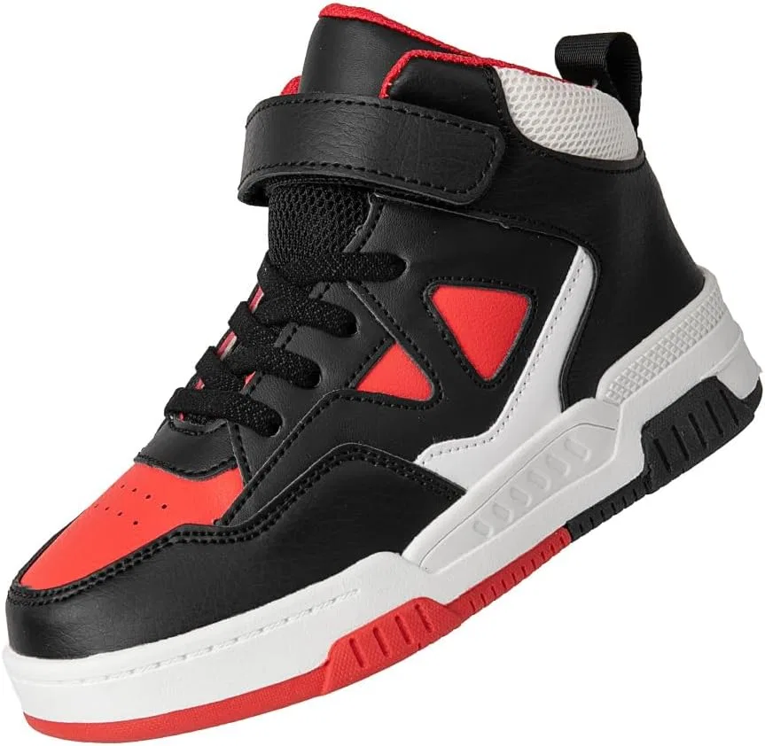 Детские кожаные кроссовки с принтом JTTIO, Black And Red