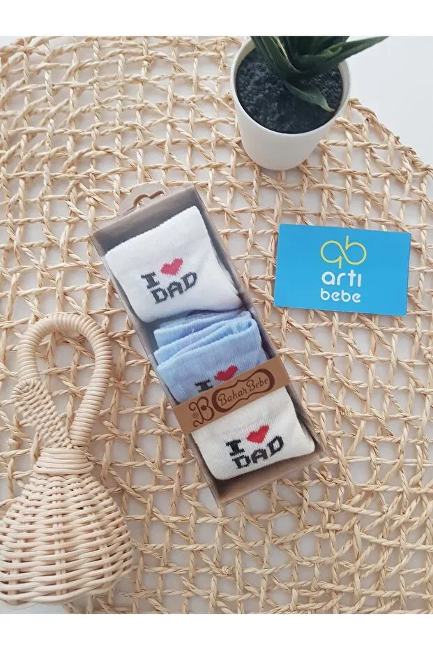 Детские носки для новорожденных с жаккардовым узором набор из 3 пар Artıbebe, Blue