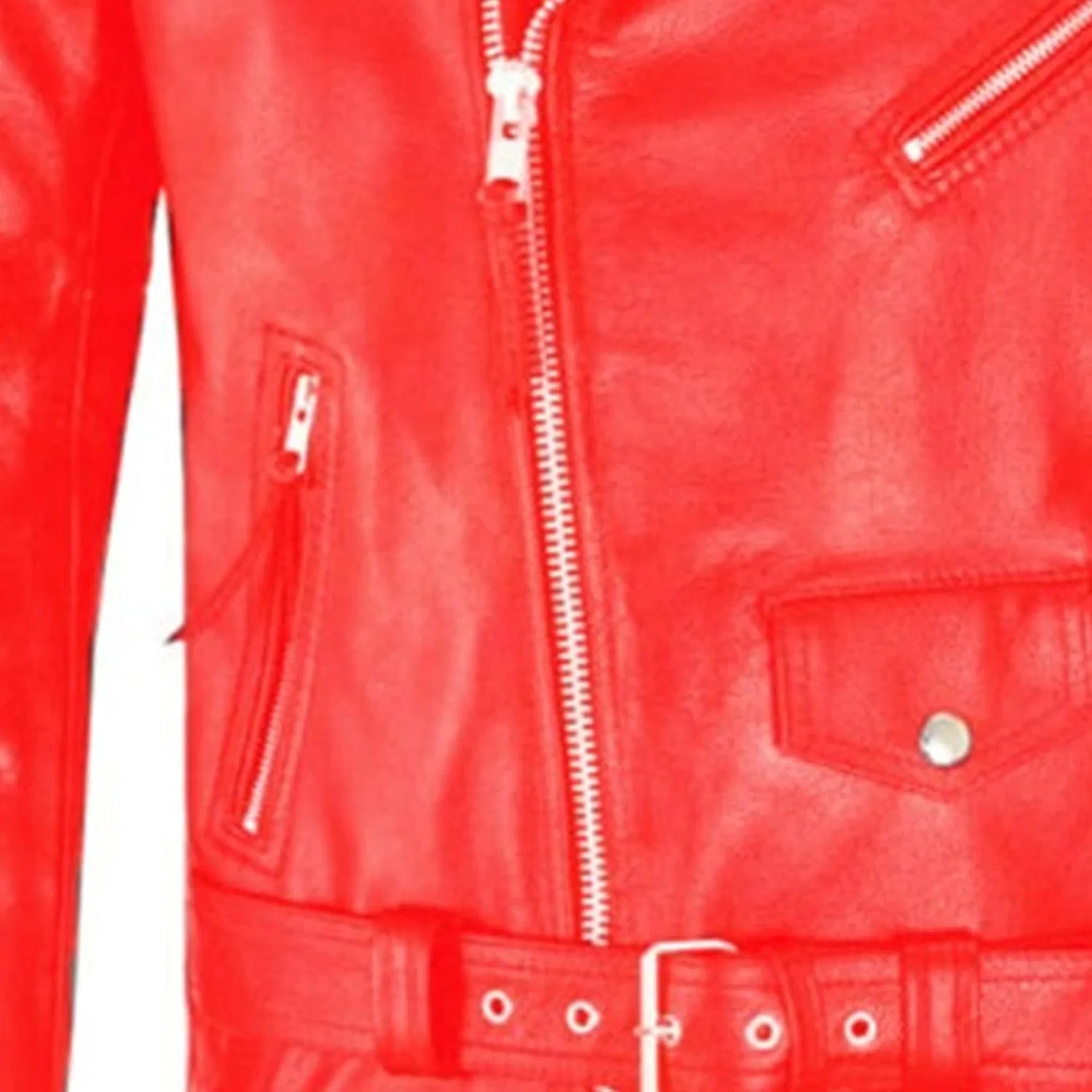 Мужская куртка-косуха из экокожи, асимметричная молния, модель Biker Coat, красный — фото 4