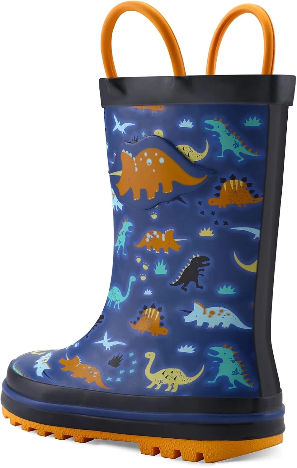 Детские резиновые сапоги с ручкой mysoft, Blue Dinosaurs — фото 2