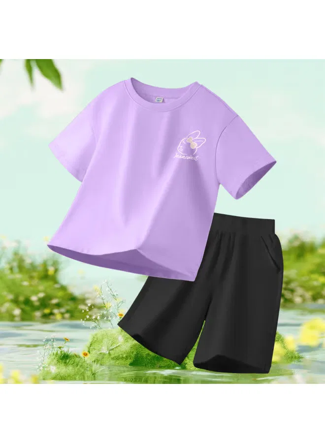 Комплект футболок с коротким рукавом для девочек, летний, Jeanswest, светло-фиолетовый — фото 2