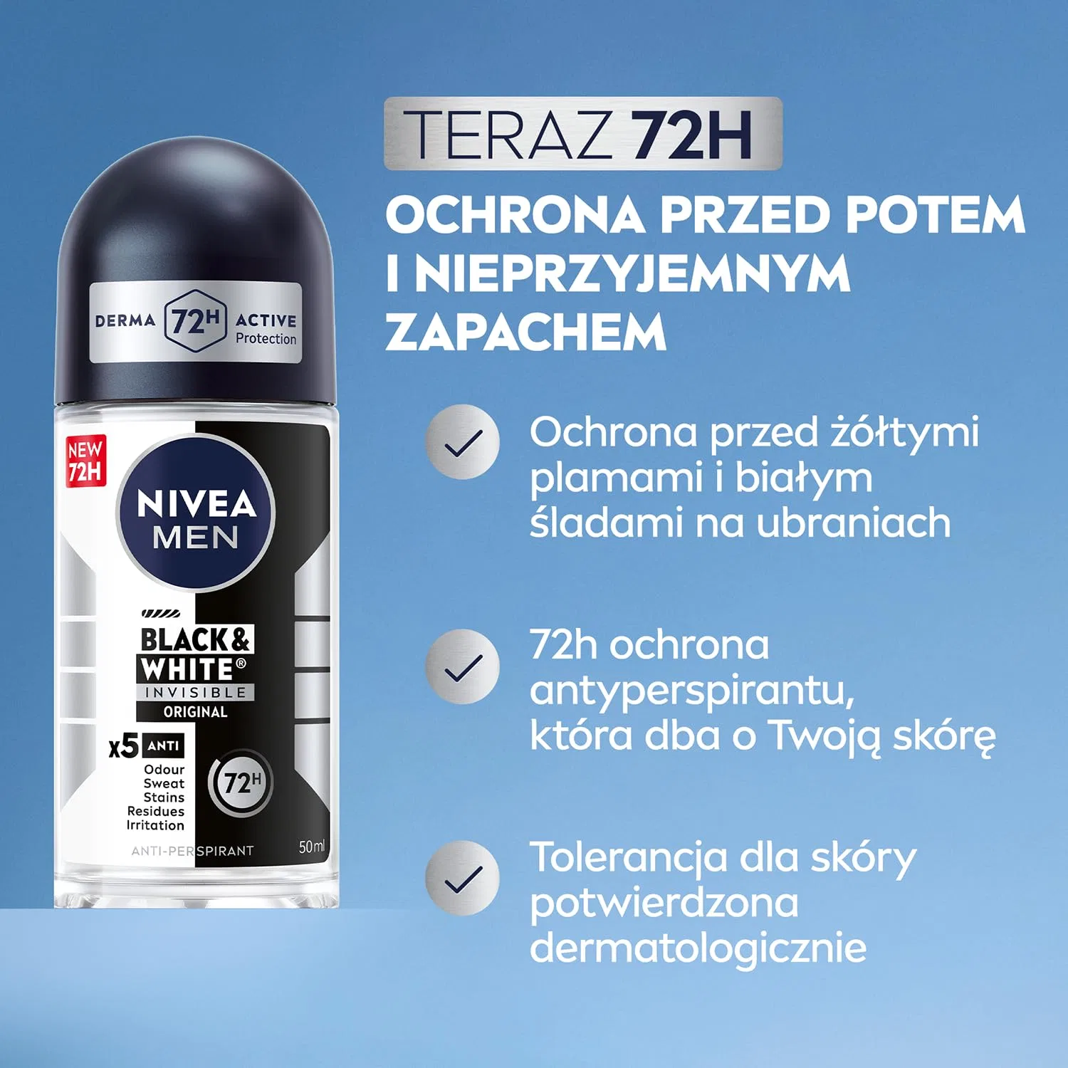 Антиперспирант NIVEA MEN Black&White Invisible Original, 50 мл — фото 3