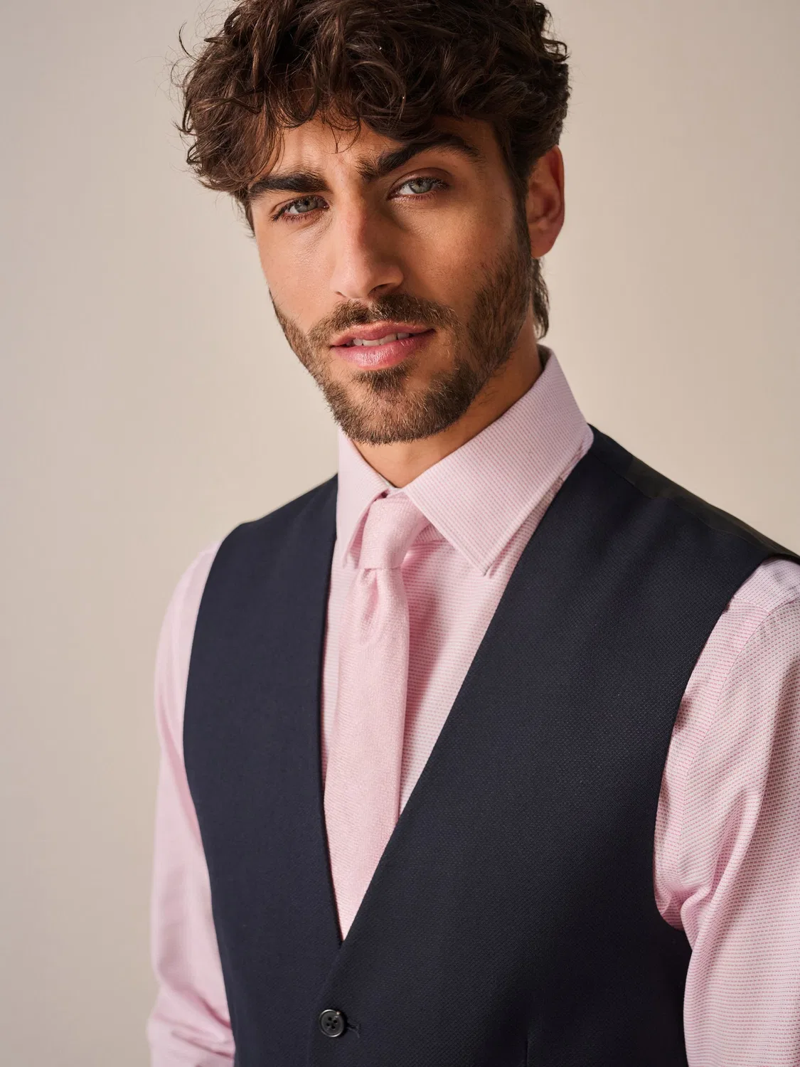 Жилет Next Navy Blue Textured Suit, темно-синий — фото 3