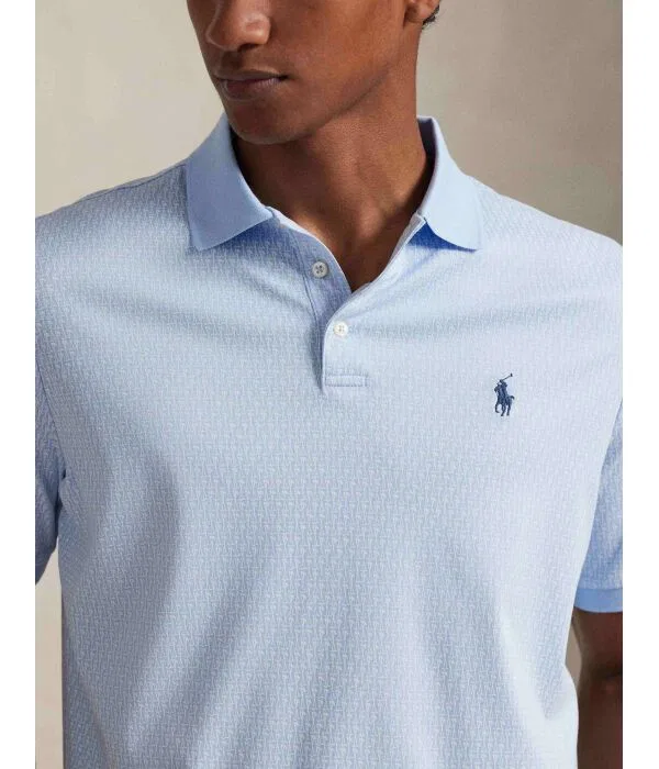 Мужское поло Custom Slim Fit Polo Ralph Lauren, Azzurro — фото 4