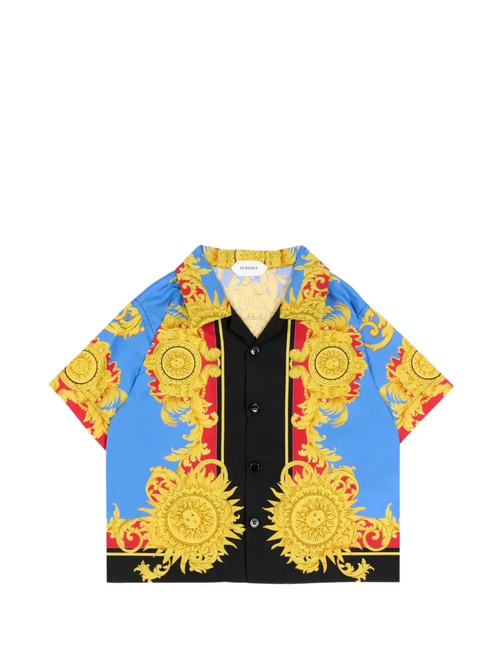 Рубашка с короткими рукавами и принтом барокко Versace Kids, синий