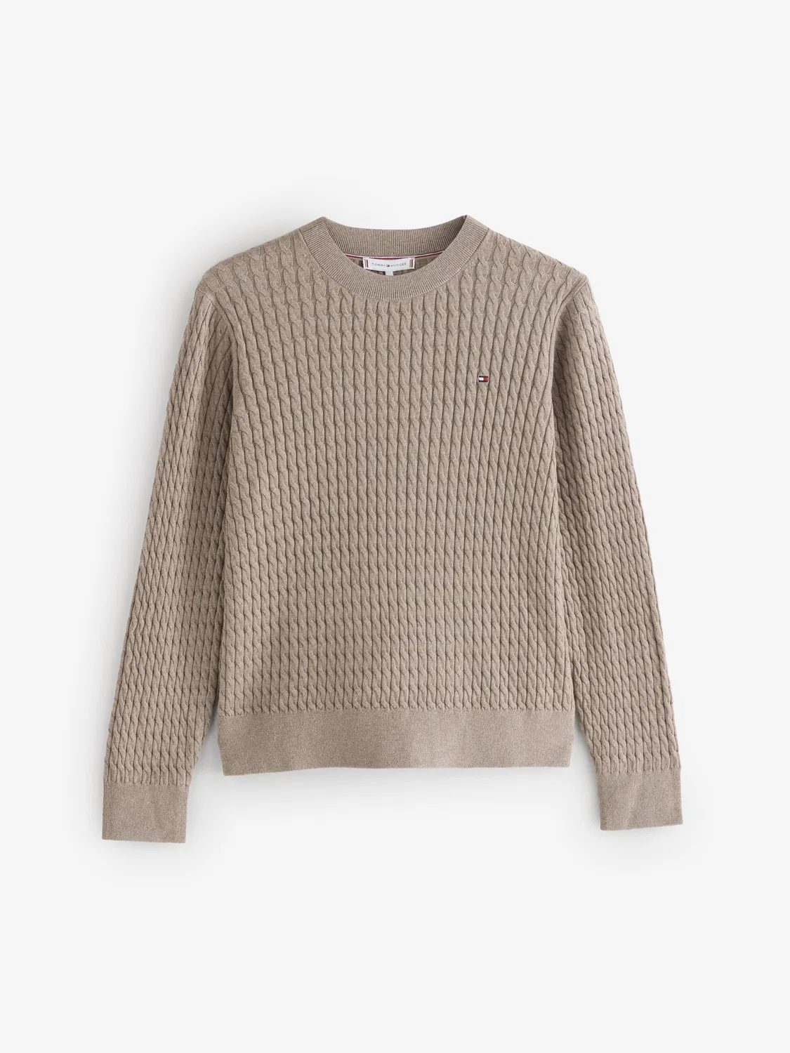 Джемпер с кабельным узором, модель Fine Cable Knit Tommy Hilfiger, натуральный — фото 4