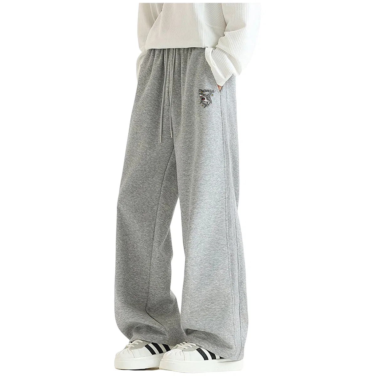 Детские утепленные спортивные штаны на флисовой подкладке MINISO, Gray Green — фото 3
