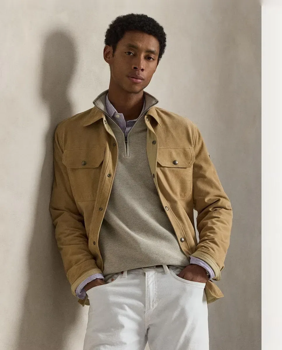 Мужской джемпер с полузастежкой-молнией Polo Ralph Lauren, Marrón Suave — фото 4
