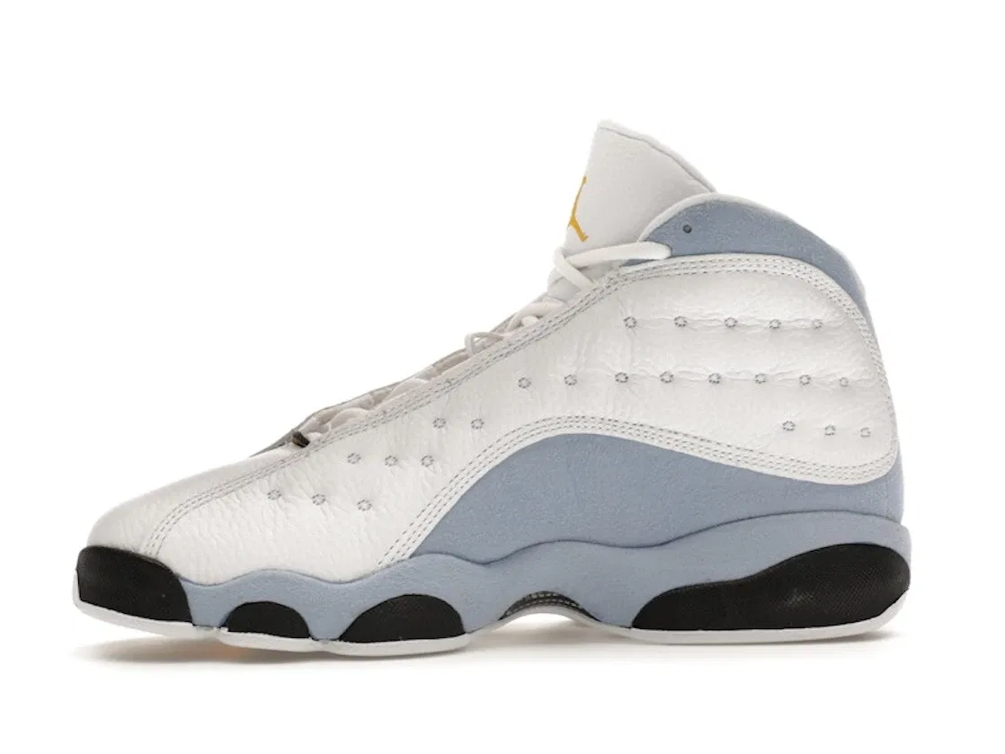 Детские кроссовки с замшевыми вставками Jordan 13 Retro Blue Grey, White/Yellow Ochre/Blue Grey/Black — фото 3