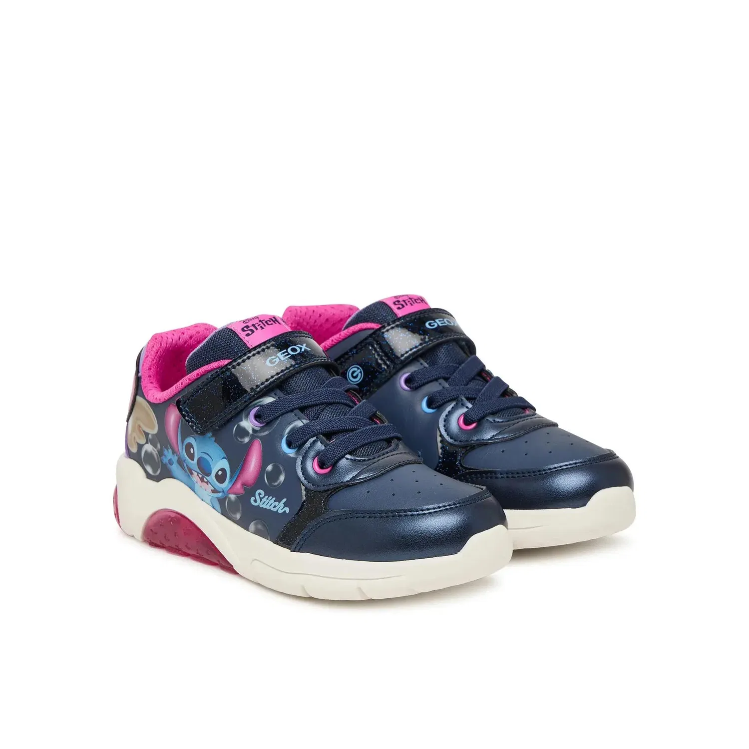 Детские кроссовки для девочек с технологией Geox Fadinlight Converse, Цвет BLAU Navyblau Fuchsienrosa — фото 2