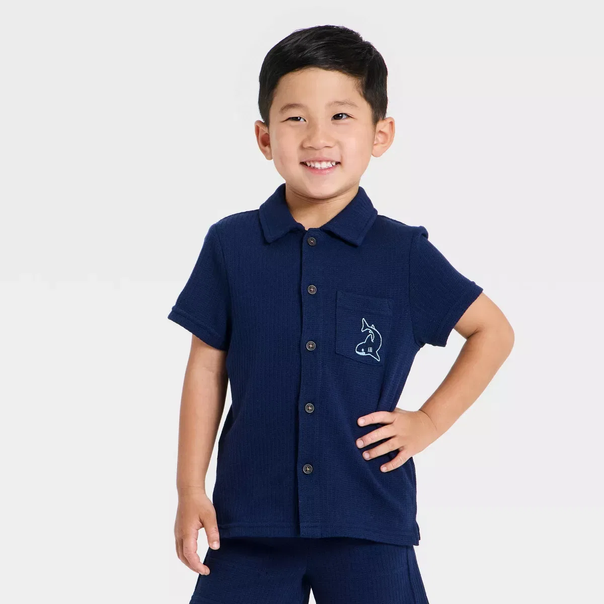 Детский комплект для мальчиков из вафельного жаккарда Cat & Jack, Navy Blue — фото 3