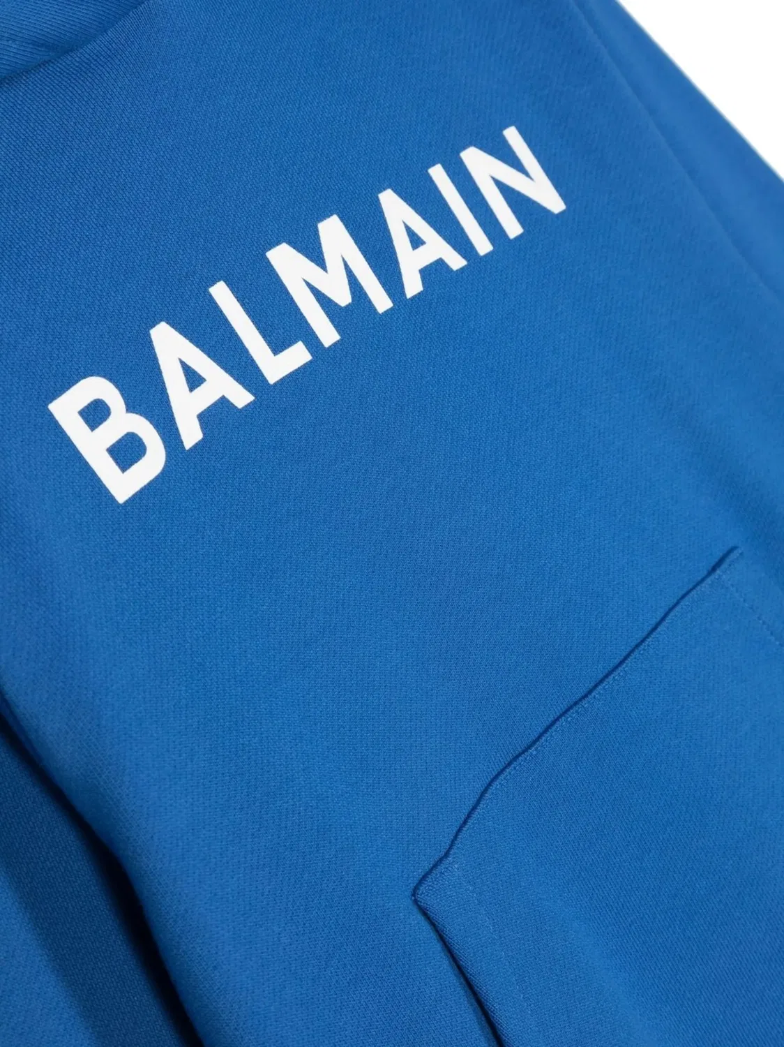 Худи с логотипом из хлопка Balmain, синий — фото 2