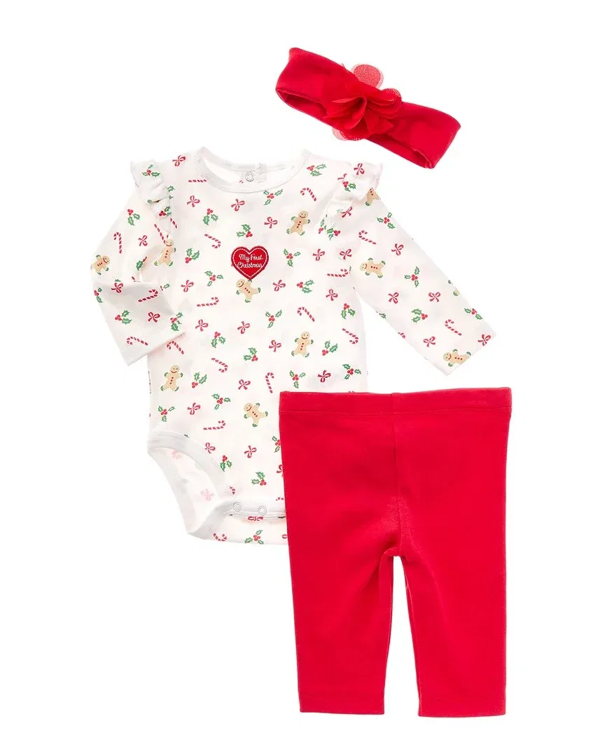 Детский комплект боди-комбинезона с вышивкой Little Me Holiday Bodysuit Set, красный