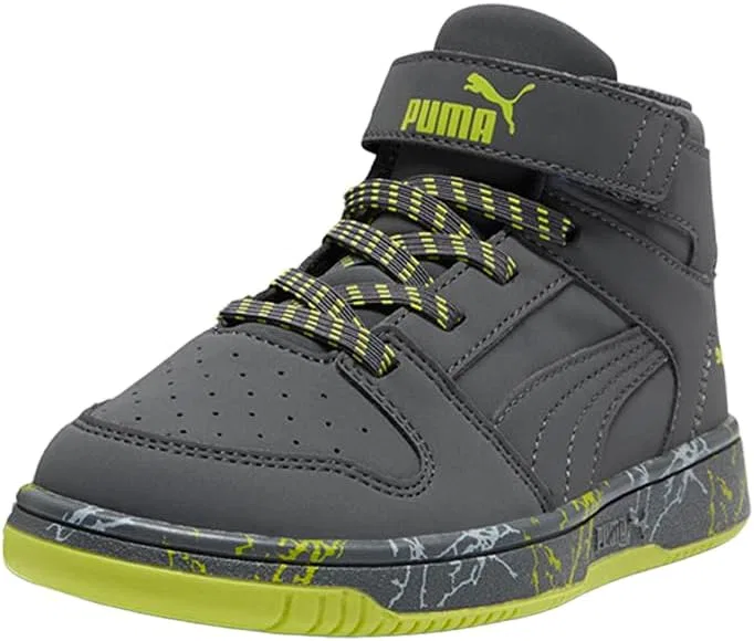 Детские кроссовки для мальчиков Rebound Layup PUMA, Strong Gray-Strong Gray-Lime Smash — фото 2