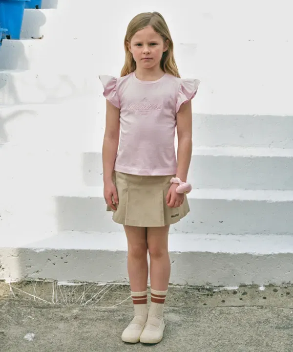 Юбка плиссе с логотипом Marithe, beige