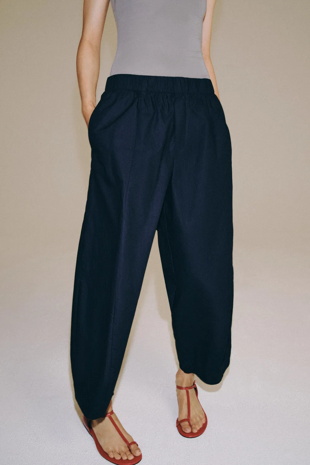 Брюки ZW COLLECTION BARREL ZARA, Navy blue — фото 4