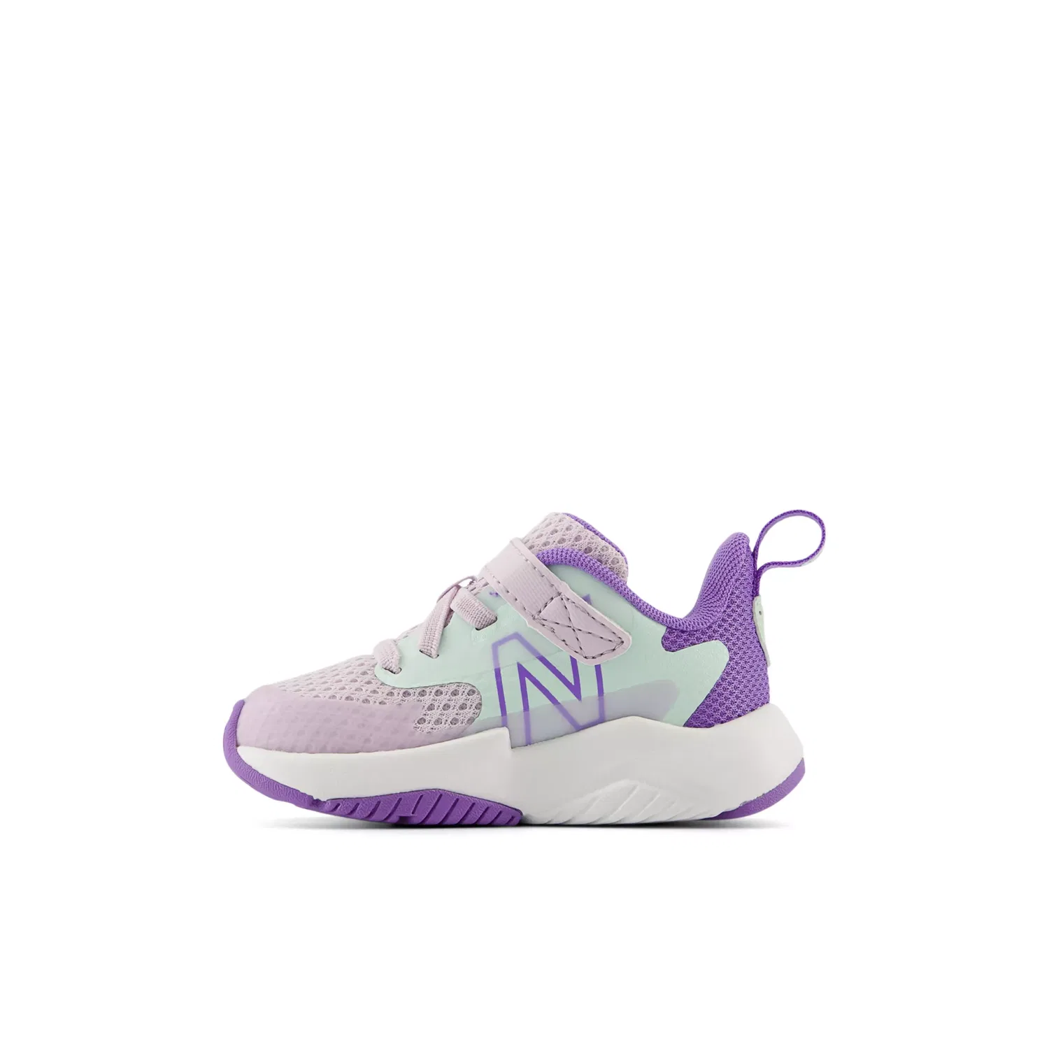 Детские кроссовки на шнурках с верхней застежкой Rave Run v2 Bungee Lace with Top Strap New Balance, Taro With Cosmic Jade And Violet Crush — фото 3
