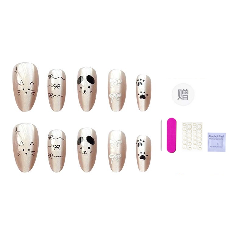 

Мальтийские милые универсальные съемные накладные ногти cat eye, очаровательные и мультяшные накладные ногти сужающиеся длинные 24мм ORANOT, Long Ladder S, Fits 80% Of 15-11-12-11-8