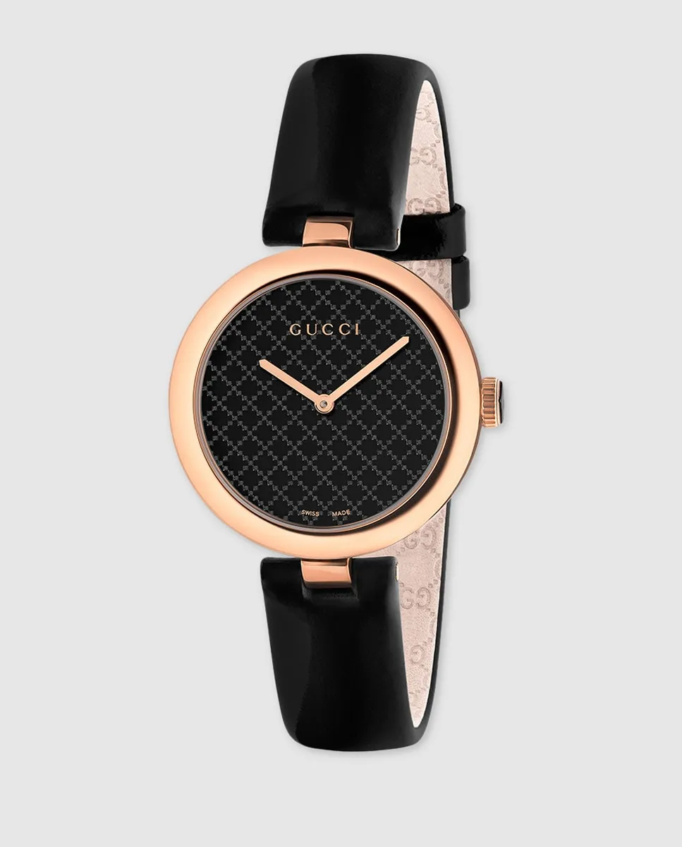 

Женские часы Gucci Diamantissima YA141401 из черной кожи, черный