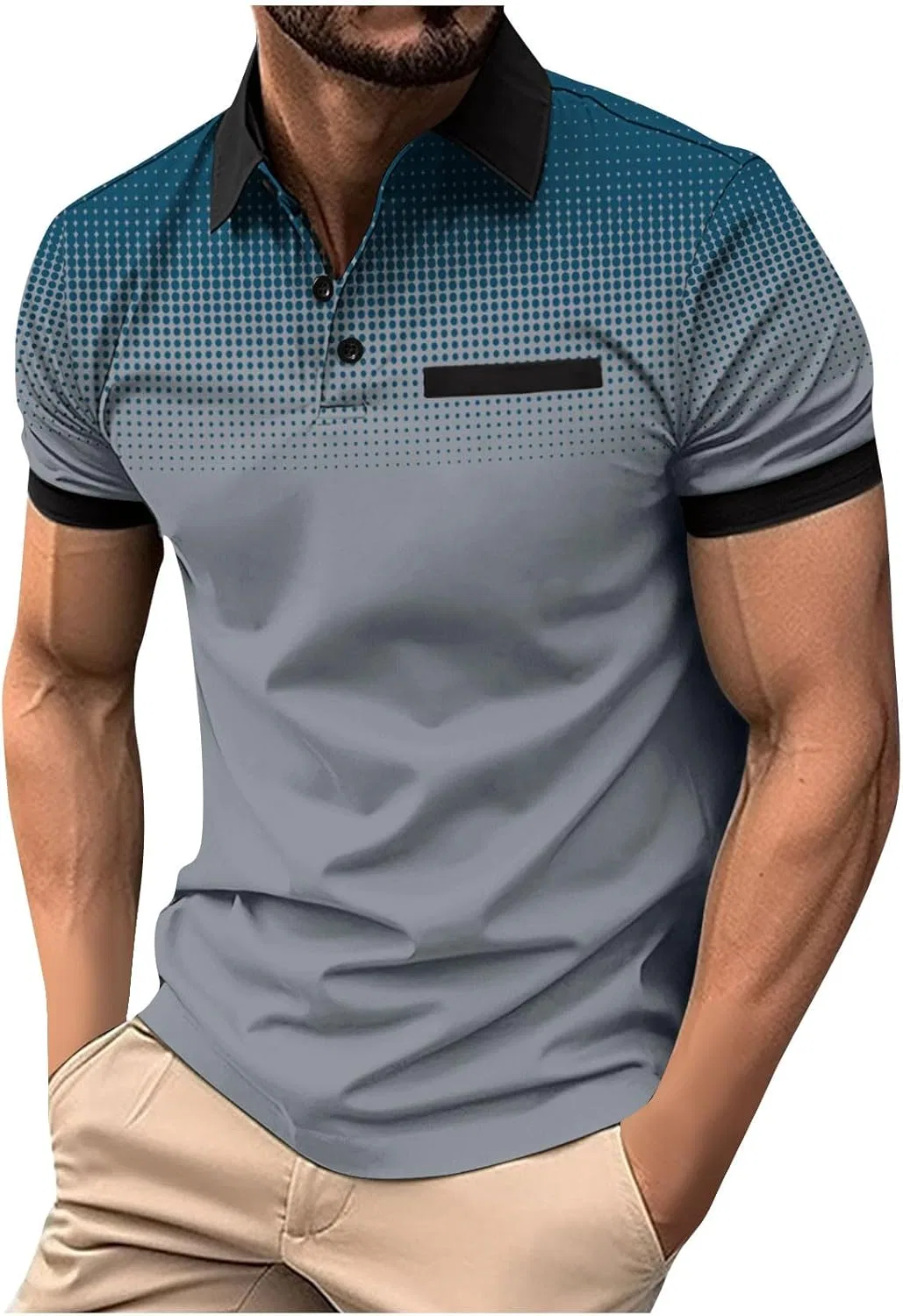 Мужская легкая футболка с V-образным вырезом Golf Polo, #F02-gray