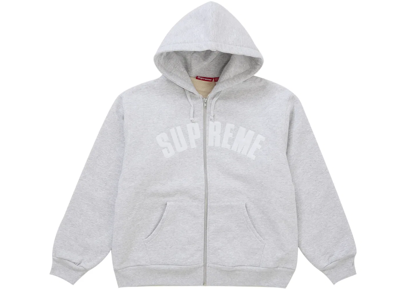 Мужская худи на молнии с принтом Supreme Arc Thermal Lined Zip Up Hooded Sweatshirt Supreme, Ash Grey