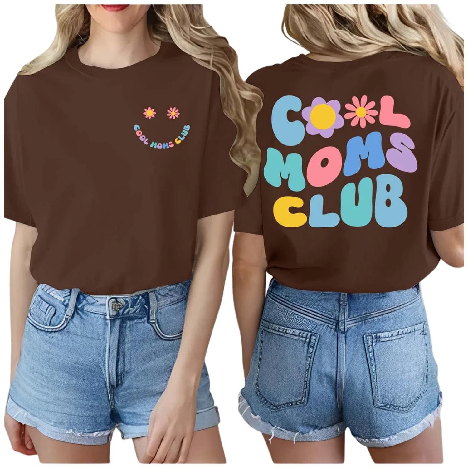 Женская футболка с принтом Cool Moms Club, Brown
