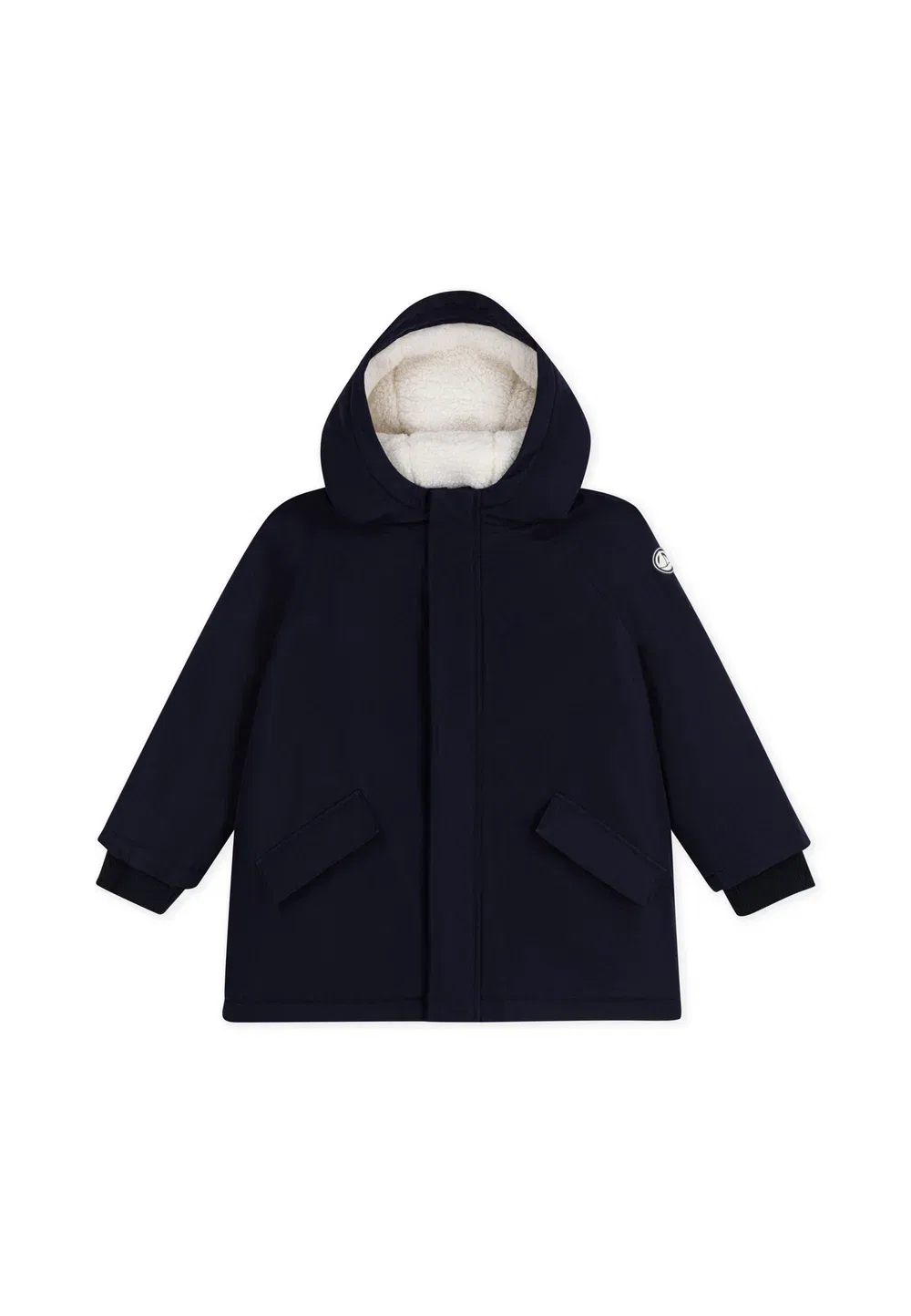 Детская однотонная парка средней длины - зимнее пальто Petit Bateau, Smoking