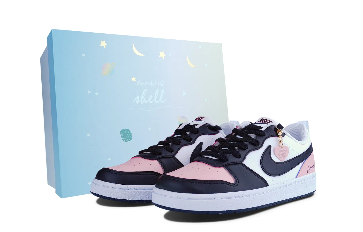 Детские кеды с принтом Nike Court Borough Heart Tag, Nike, Blue Pink Star Moon Box