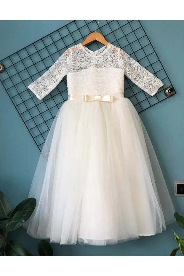 Детское платье для девочек кружевное Mashotrend, White