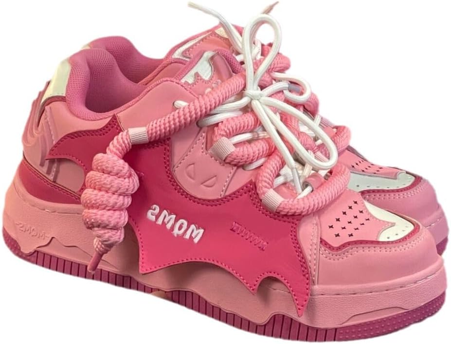 

Розовые кроссовки на массивной подошве с шнуровкой и подвеской в виде летучей мыши, стильные низкие кеды с милым декором в виде летучей мыши, удобные повседневные скейт-обувь для женщин и мужчин Ctkvbmeoi