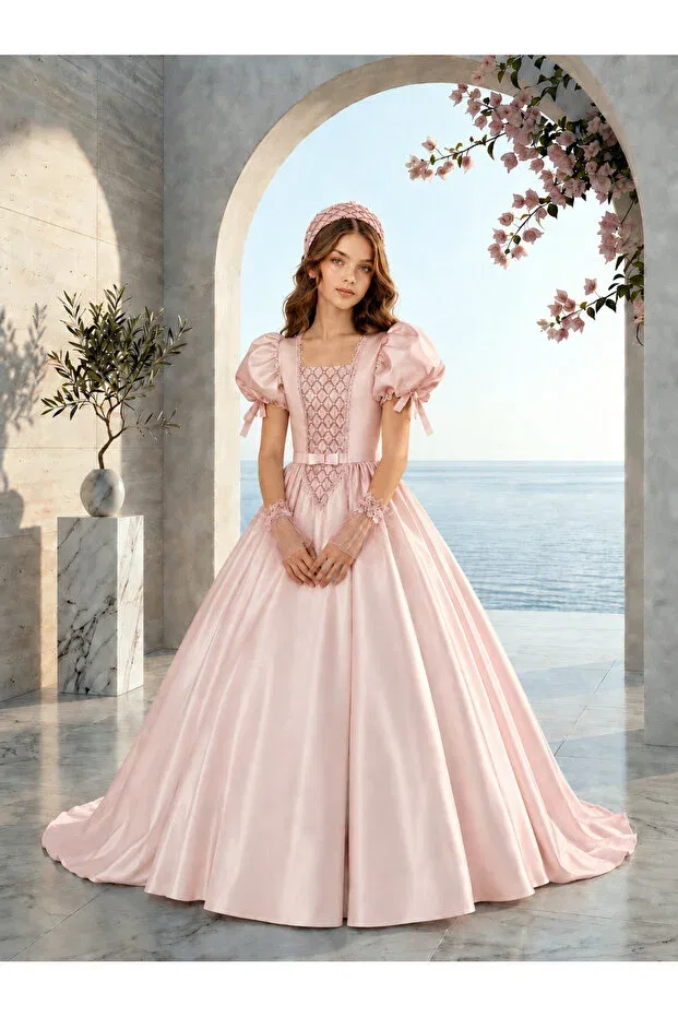 Детское платье для девочек с длинным рукавом Modest Kids, Salmon