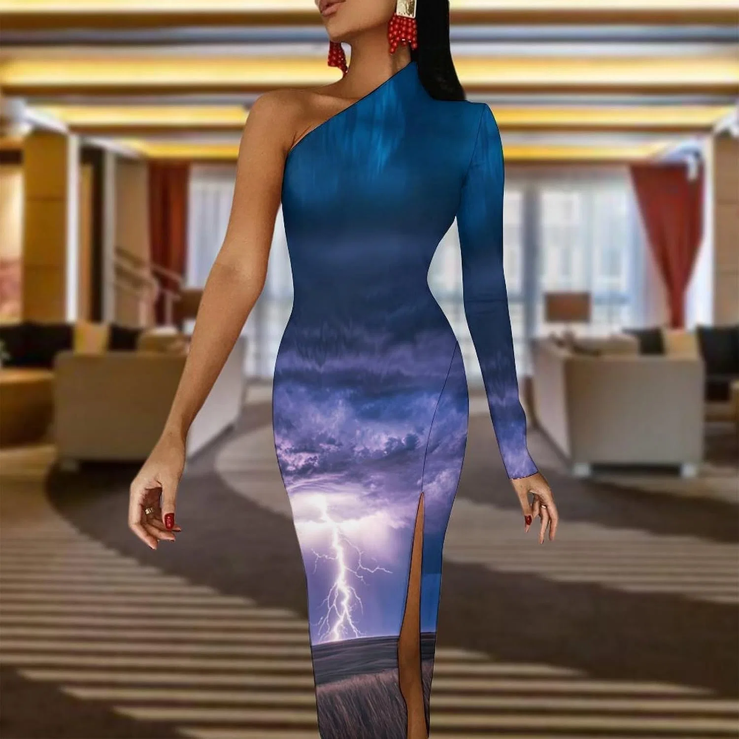 Женское коктейльное платье с одним рукавом Bodycon TUBIAZICOL, Style — фото 2
