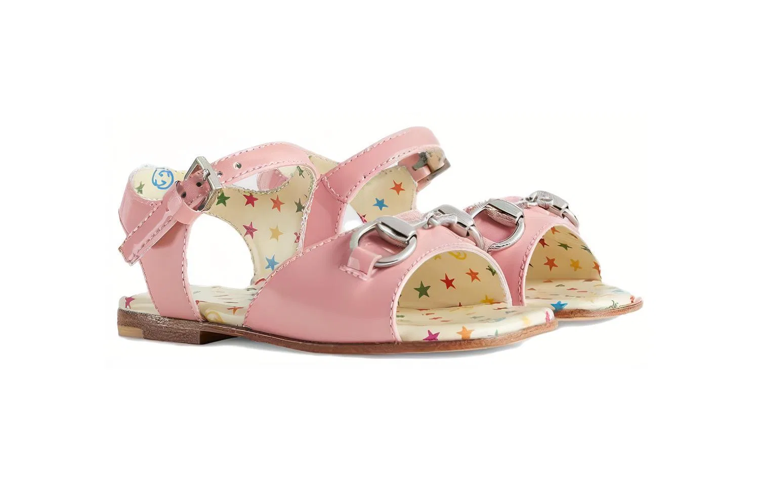 Детские туфли для малышей с серебристой фурнитурой Aria Patent Leather Low top Toddler Shoes GUCCI, Розовый — фото 4