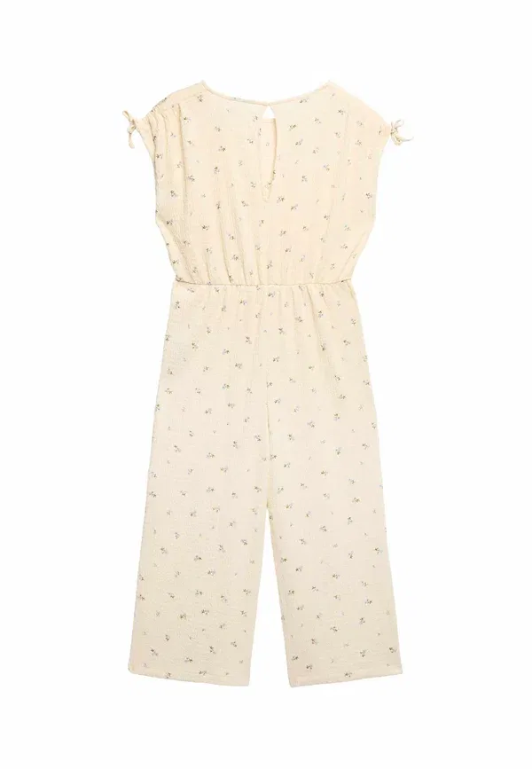 Комбинезон с цветочным принтом Cotton rich floral crinkle wide leg jumpsuit Marks & Spencer, ecru mix, экрю — фото 2