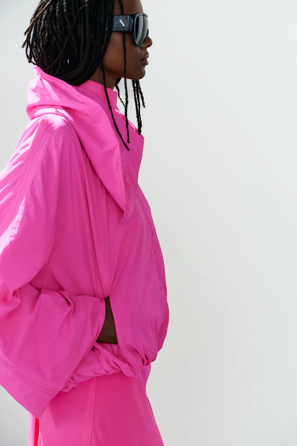 Куртка с высоким воротником из технической ткани ZARA, Neon pink — фото 4