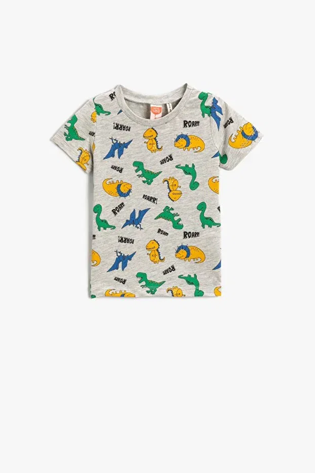 Детская футболка с коротким рукавом simple design Koton, Gray Patterned/0d2