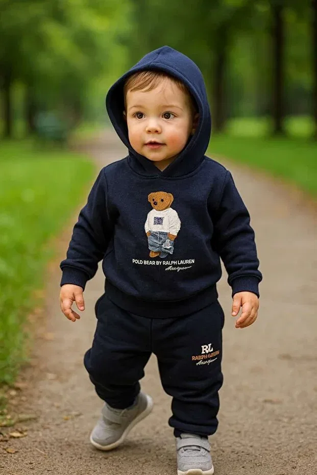 Детский комплект спортивный с принтом Miniklerin Dünyası, Navy Blue