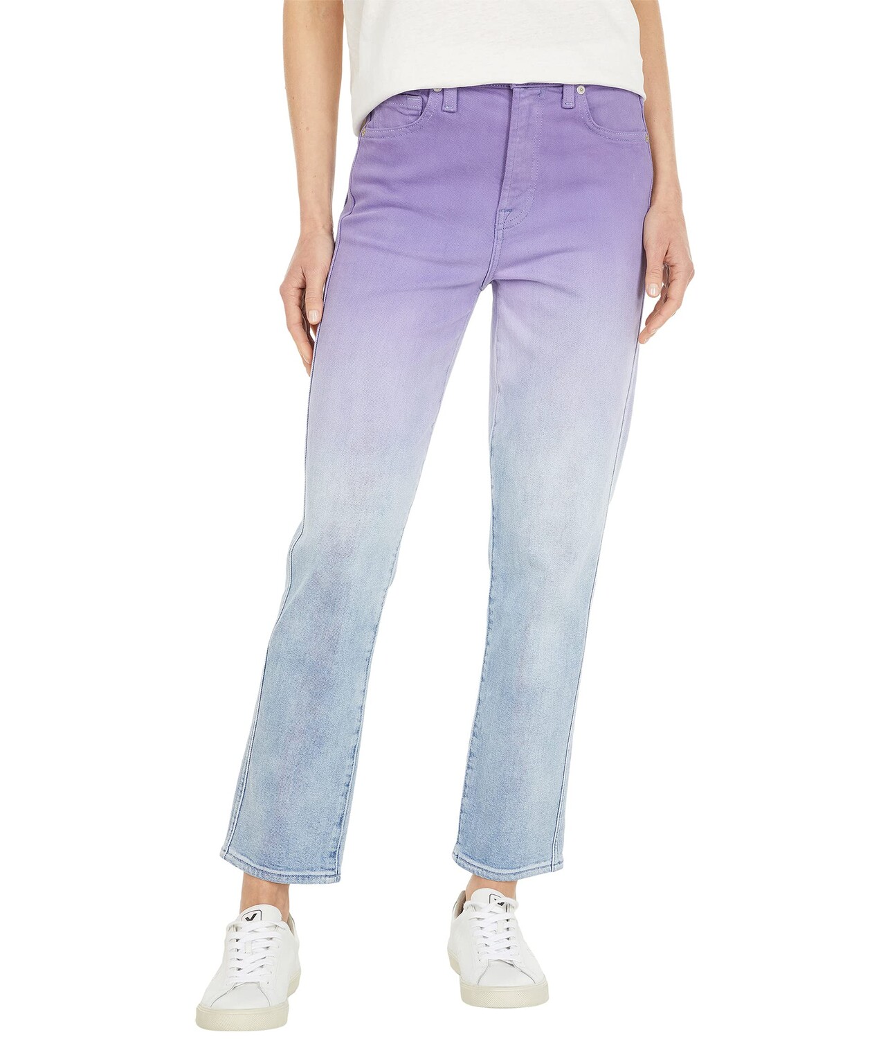 

Джинсы 7 For All Mankind, High-Waist Cropped Straight in Ombre Light Haven