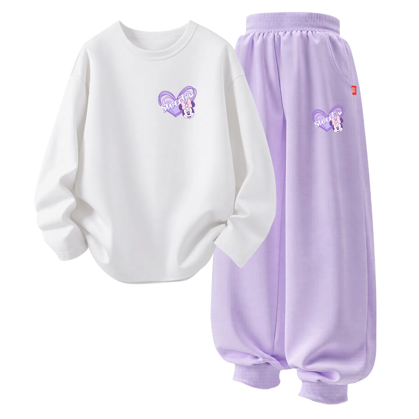 Детский спортивный комплект с круглым вырезом Di Xin Circle Nini K Disney, Di Xin Circle Nini K White+Di Xin Circle Nini K Taro Purple