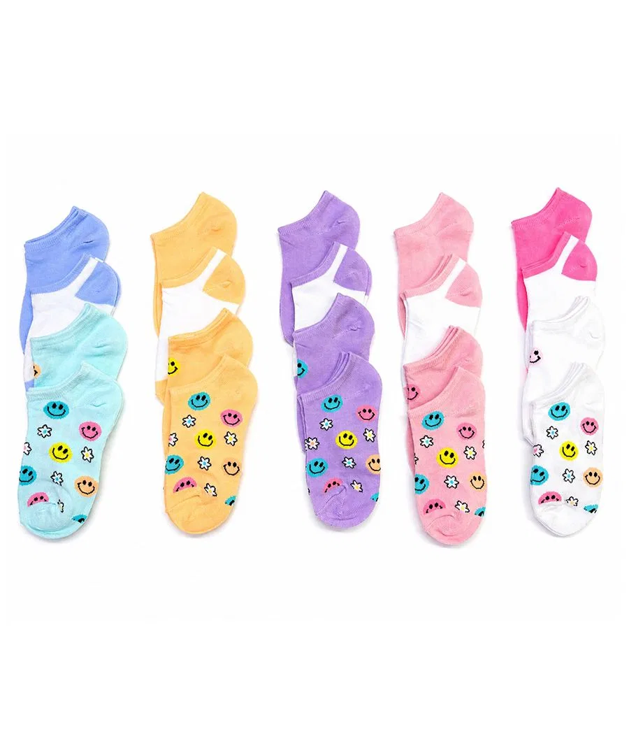 Комплект носков с принтом смайликов, 20 пар Rainbow Sugar, Multi Color