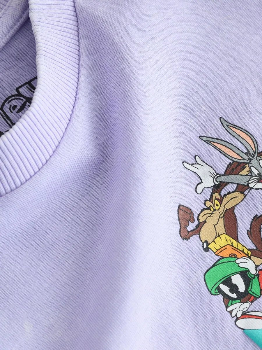 Футболка Next с изображением персонажей мультфильмов Looney Tunes, сиреневого цвета — фото 3
